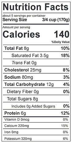 Brown Cow - The Original Cream Top Yogurt nutrition label