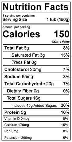 Cream Top Maple Yogurt nutrition label